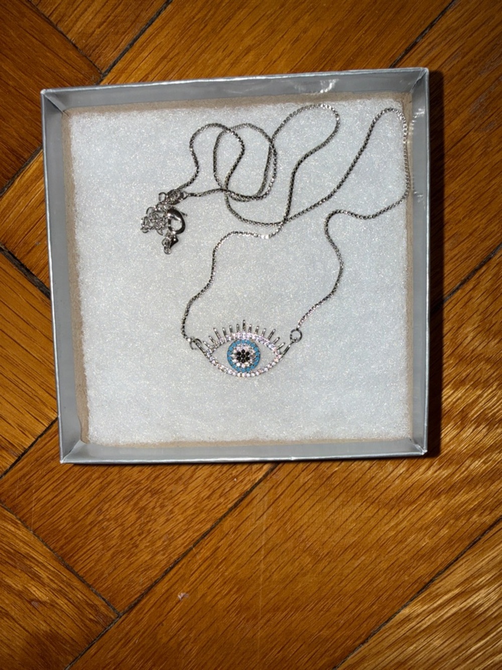Sphera Milano Evil Eye Silver-Tone Pendant Necklace with Blue Accents